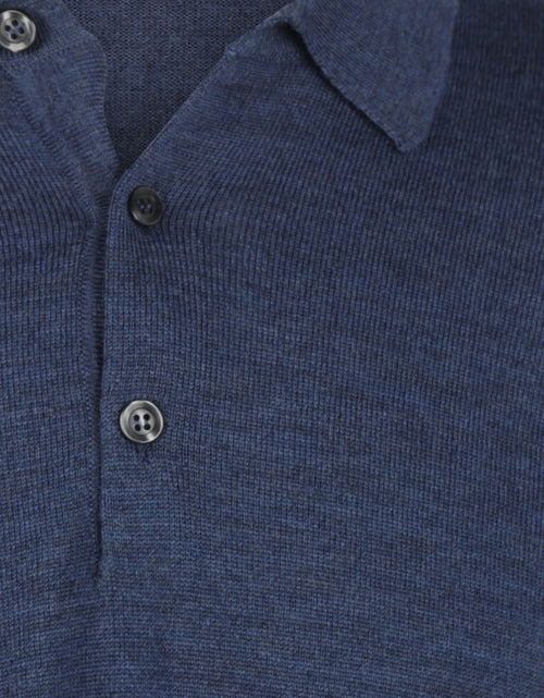 Pullover polo merino wool | Light Indigo