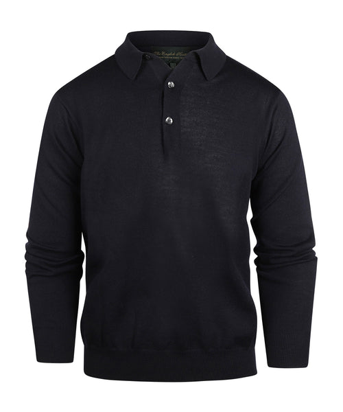 Pullover polo merino wool | Navy