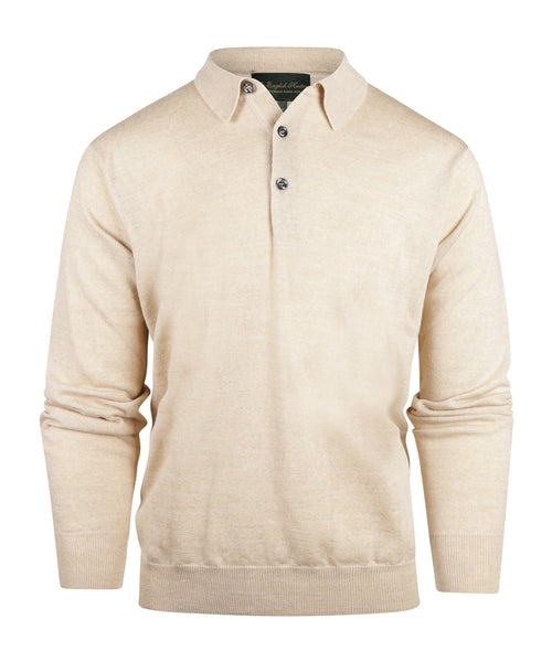 Pullover polo merino wool | Beige