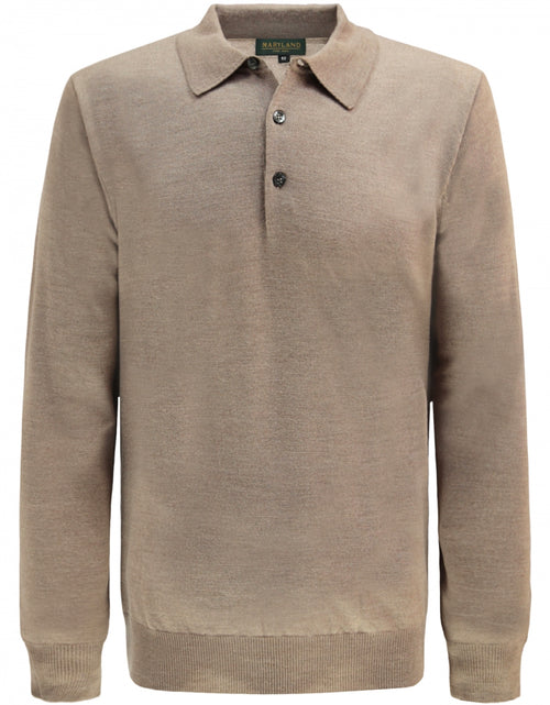 Pullover polo merino wool | Dark Beige