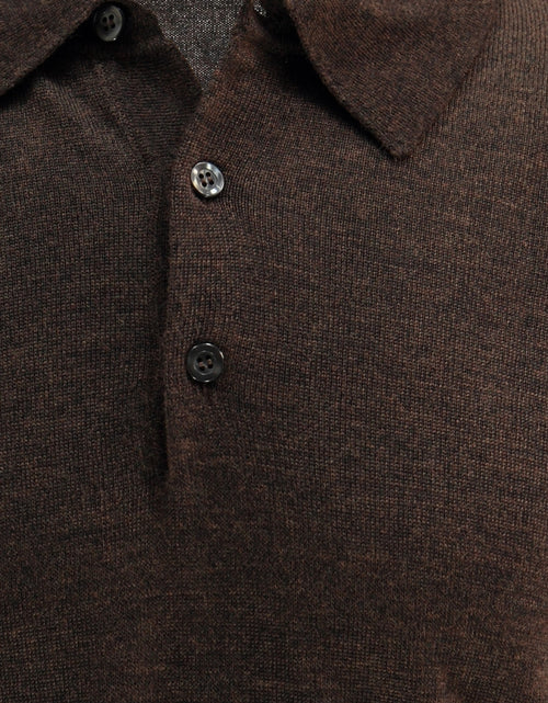 Pullover polo merino wool | Dark Brown