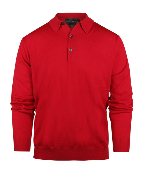 Pullover polo merino wool | Red