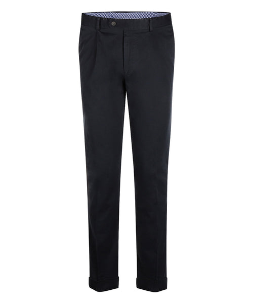 Blackpool Trousers Pleated with Turn-Up | Navy Blue