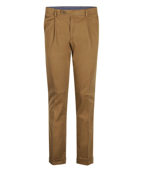 Blackpool Trousers Pleated with Turn-Up | Brown