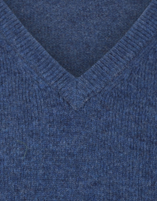 Pullover klassiek Lamswol v-hals | Blauw