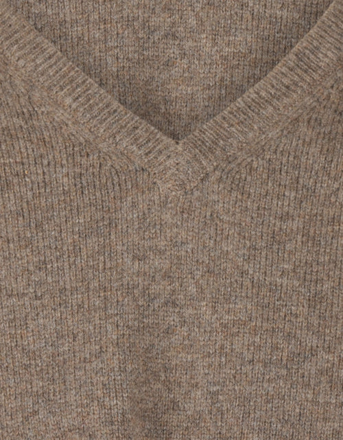 Classic Lambswool v-neck sweater | Brown