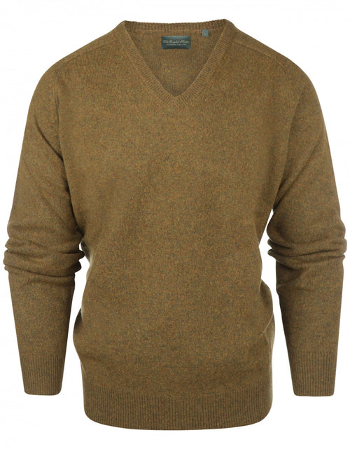 Pullover klassiek Lamswol v-hals | Bruin