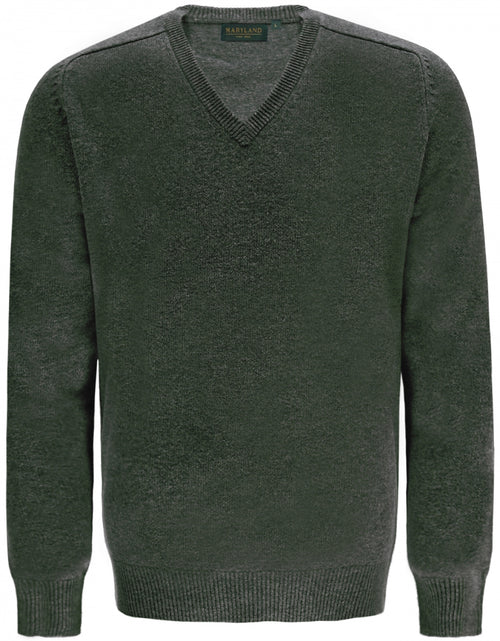 Pullover klassiek Lamswol v-hals | Groen