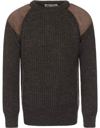 Swaledale Wool Crew Neck Sweater | Brown