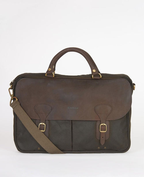 Barbour Wax Leather Briefcase | Groen