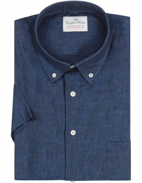 Shirt linen short sleeves | Navy Blue