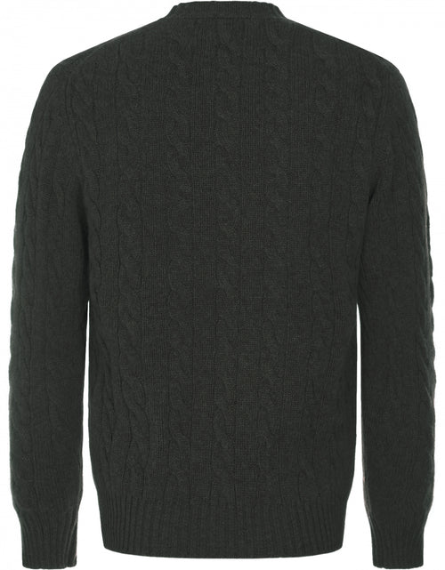 Cable knit crew neck sweater | Seaweed