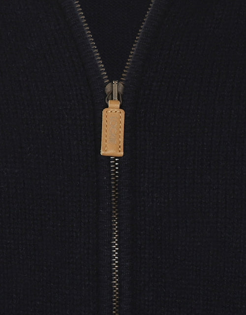 William Lockie Zip Vest Lambswool | Navy Blue