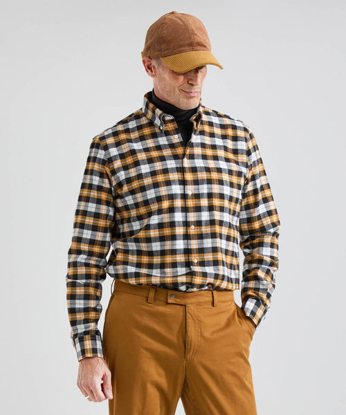 Cotton Shirt Button Down Regular Fit | Brown