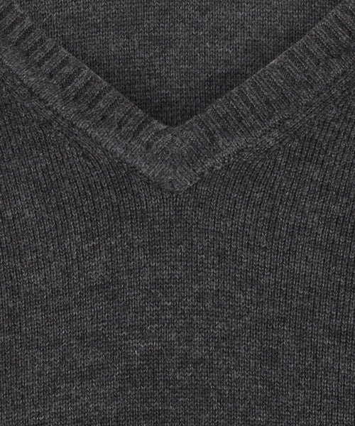 Cotton v-neck sweater | Anthracite Grey