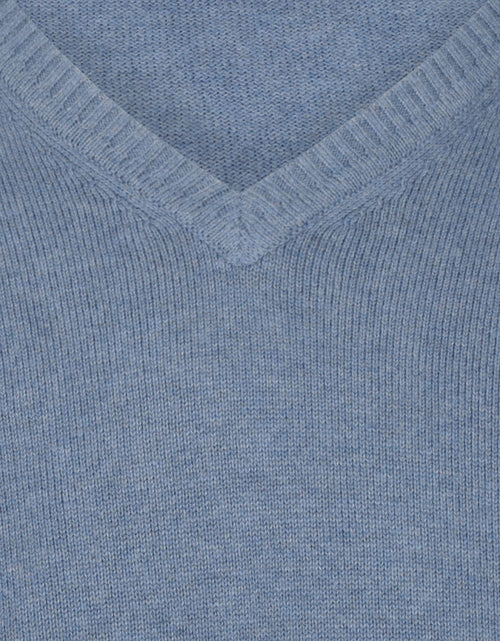 Cotton v-neck sweater | Blue