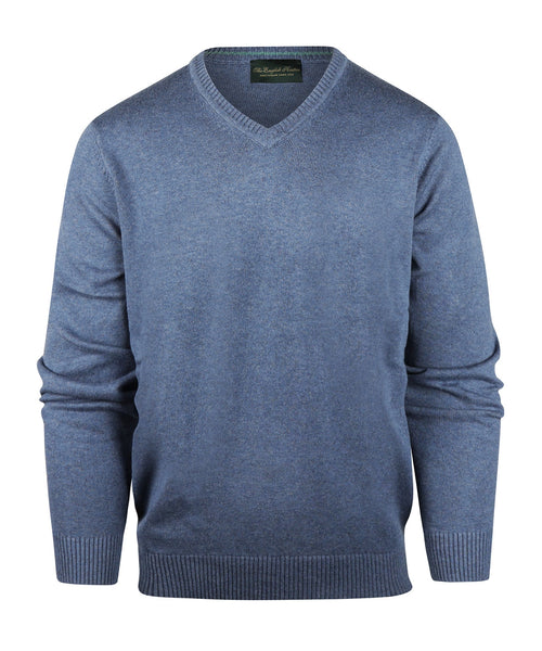 Cotton v-neck sweater | Blue