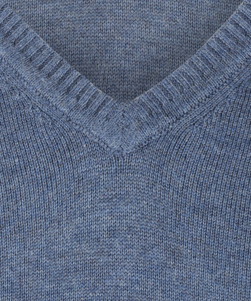 Cotton v-neck sweater | Blue