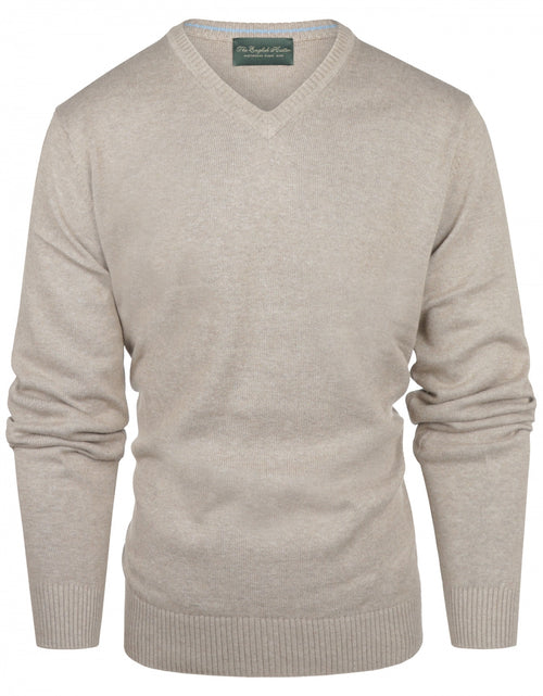 Cotton v-neck sweater | Brown