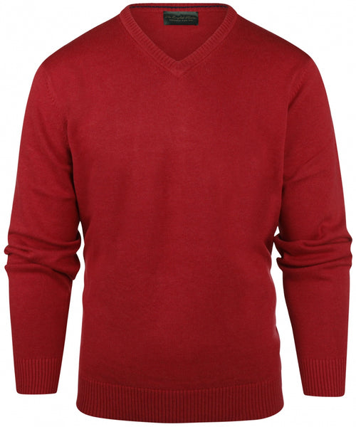 Cotton v-neck sweater | Red