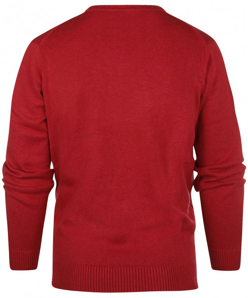 Cotton v-neck sweater | Red