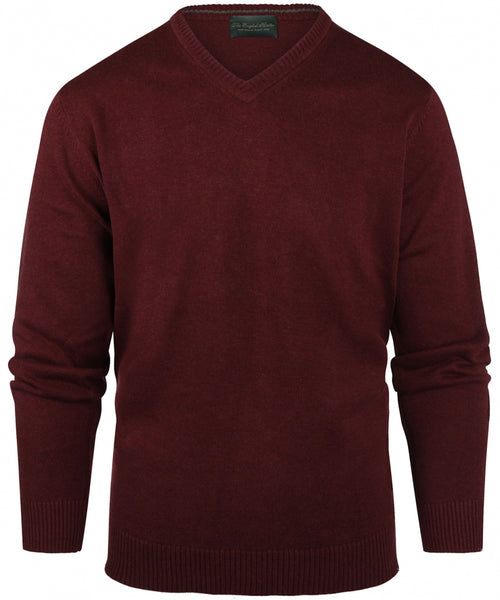 Pullover katoen v-hals | Bordeaux Rood