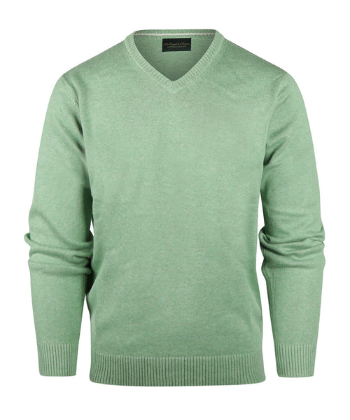 Pullover katoen v-hals | Groen