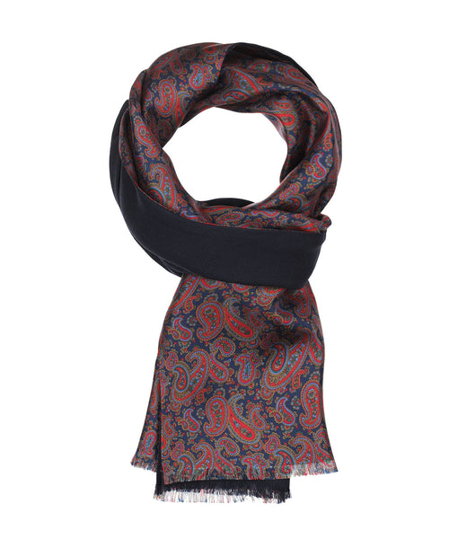 Silk scarf with wool lining | Blue