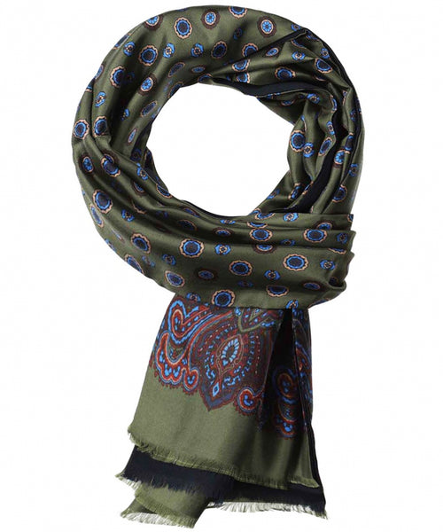 Silk scarf with wool lining | Green