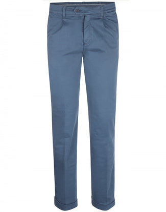 Pantalon Boston Bandplooi en Omslag | Blauw