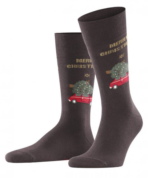 Christmas car men socks | Brown