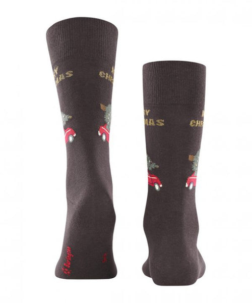 Christmas car men socks | Brown