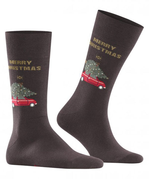 Christmas car men socks | Brown