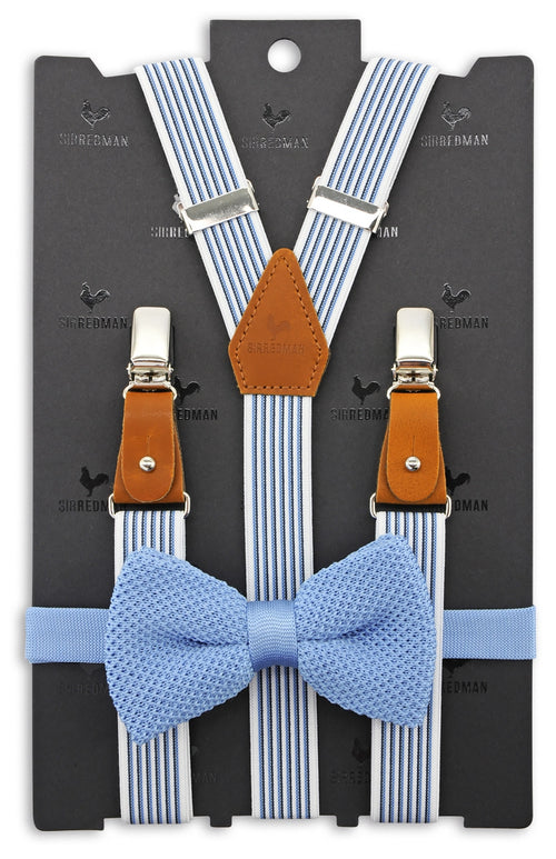 Bow tie/suspender combination with clips and tabs | Blue