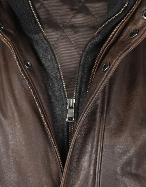 Leather jacket with lining | Brown