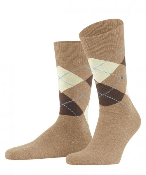 Tweed argyle men's socks | Brown