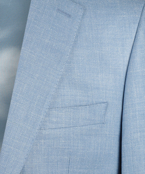 Silk linen wool blend blazer | Blue