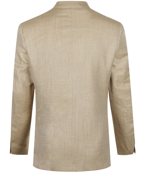 Silk linen wool blend blazer | Brown