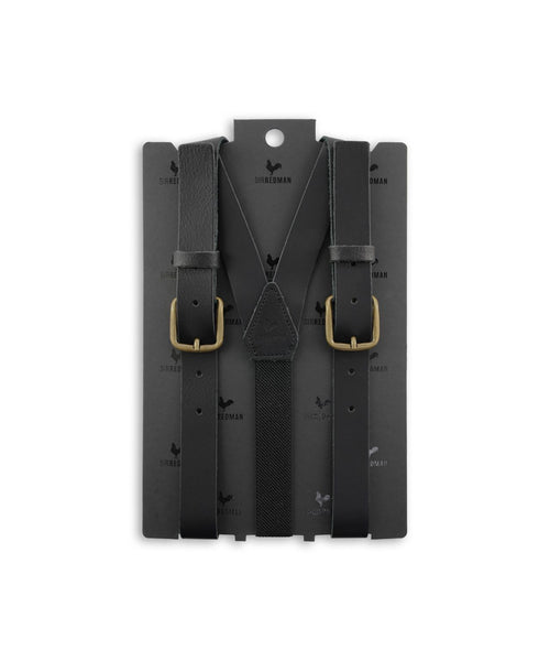 Leather 2-in-1 braces with clips and tabs | Black