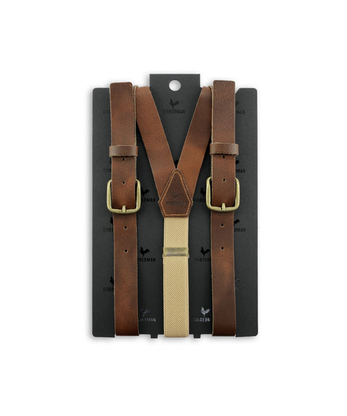 Leather 2-in-1 braces with clips and tabs | Brown