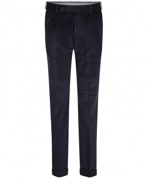 Corduroy Pantalon Brede Rib | Navy Blauw