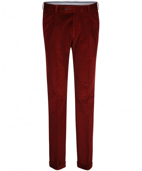 Corduroy Pantalon Brede Rib | Bordeaux Rood