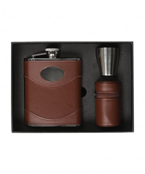 Hip flask gift set | Brown