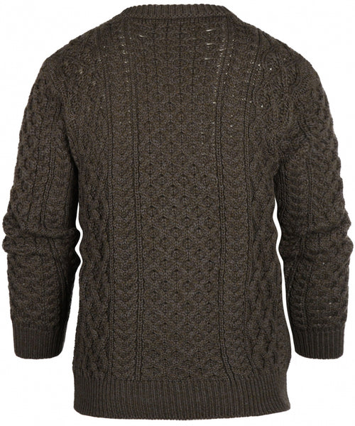 Aran Crew Neck Cable Knit Sweater | Green