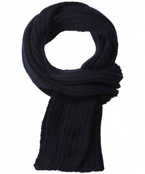 Ribbed merino sjaal | Navy Blauw