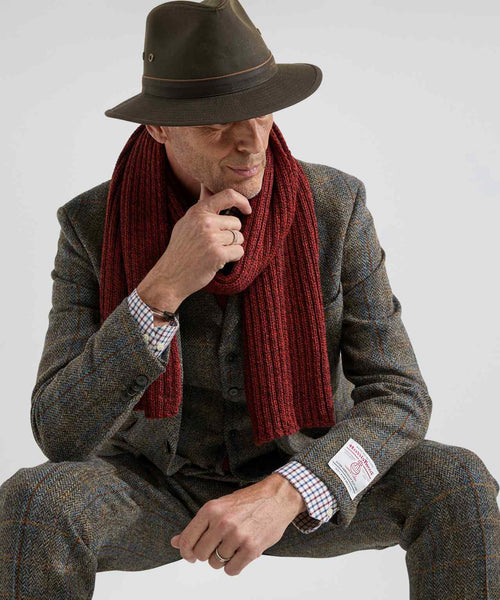 Ribbed merino scarf | Bordeaux Red