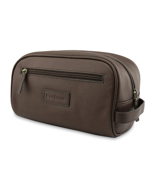 Barbour Leather Washbag | Bruin