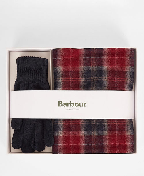 Barbour Tartan Scarf&Glove Gift Set | Red