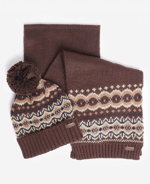 Barbour Fairisle Beanie&Scarf Gift Set | Groen