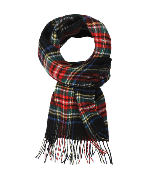 Checked Lambswool Scarf | Black Stewart Tartan